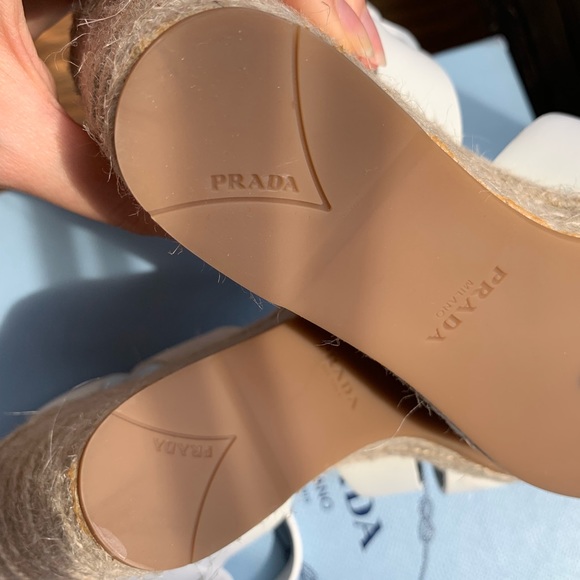 PRADA Woven Leather Platform Espadrilles - Picture 6 of 7